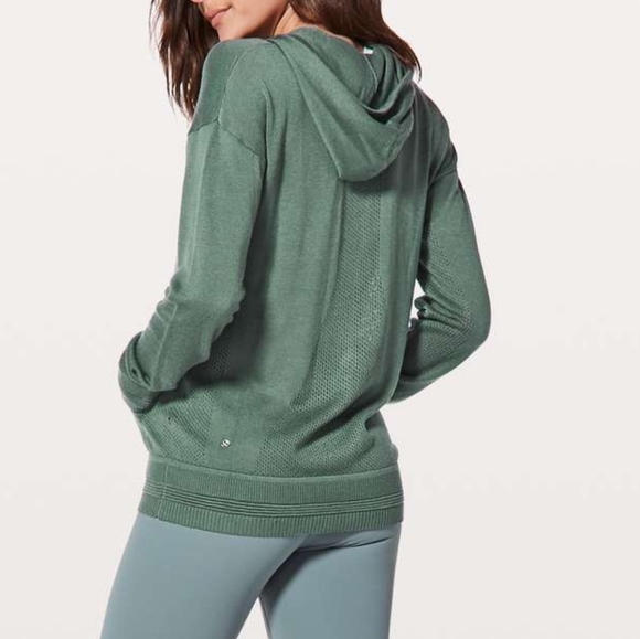 Lululemon Wake Up & Go Zipper Hoodie Sweater In Graphite Green Size L - Picture 7 of 15